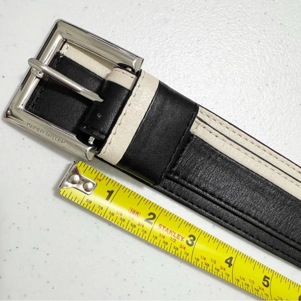 Karen Millen Wide Leather Black & White Belt Medium